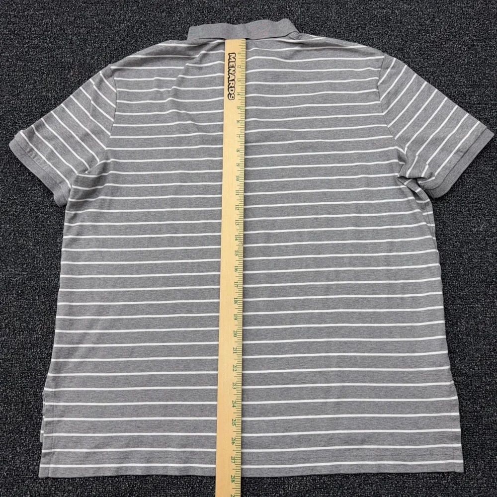 Polo Ralph Lauren Polo Shirt Mens XL Grey White Striped Pima‎ Soft Touch Golf